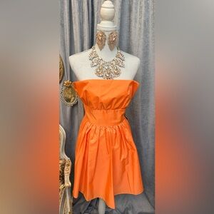Vibrant Orange Strapless Dress
